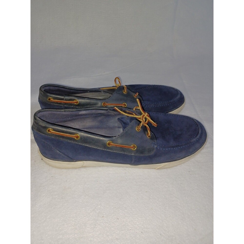 MEN'S RALPH LAUREN DECK SHOES RYLANDER CANVAS BOAT NAVY BLUE 14 D